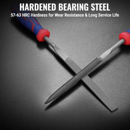 WORKPRO 6-Piece Needle File Set, Mini Precision Files for Metal, Wood & Plastic | Carbon Steel Files with Non-Slip Handles for Precise Filing of Metal, Wood, Plastic, Jewelry, Crafts, and DIY Projects - size: 6-Piece Needle File Set