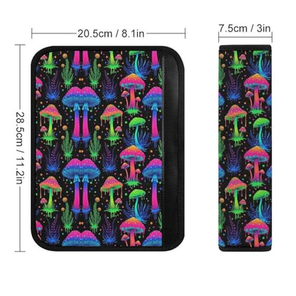 Soft Padded Seat Belt Cover for Girls and Boys, Stroller Pushchair High Chair, 2 Piece Glowing Mushroom Neon Shoulder Protector Anti-Slip Pad - color: Pattern 211