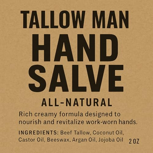 Tallow Man Hand Salve – Heavy-Duty Hand Repair for Working Men | Grass-Fed Tallow 5oz