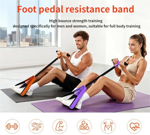 Multifunction Pedal Resistance Band with Handle,Tube/Petal/Foot/Full Body Resistance Bands with Handles,Multifunctional Foot Pedal Resistance Band,Leg Raise Straps. - color: Pink 55lbs