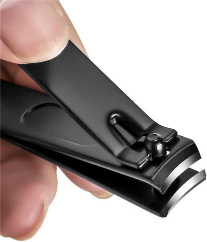 3-Piece Nail Clippers Set – Stainless Steel Fingernail & Toenail Clippers for Thick or Ingrown Nails, Professional Black Nail Cutter for Men and Women