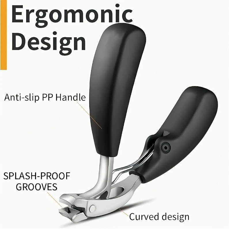 Heavy Duty Toe Nail Clippers for Men Angled Head for Seniors Thick Toenails | Toenail Clippers Stainless Steel Wide Jaws Opening Ergonomic Non-Slip Long Handle Nail Clippers Set（Silver） - color: A-3pc-silver