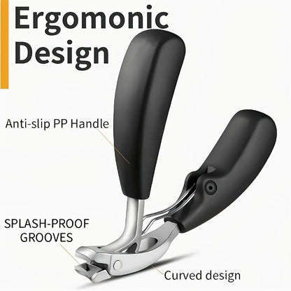 Heavy Duty Toe Nail Clippers for Men Stainless Steel Nail Cutter & File | Toenail Clippers Stainless Steel Wide Jaws Opening Ergonomic Non-Slip Long Handle Nail Clippers for Adults Seniors（Silver） - color: 2pcs-silver