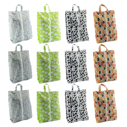 Travel Shoe Bags, Set of 12, Large Oxford Fabric Storage Bags with Zipper and Handle, Water-Resistant Pouches (Colorful patterns) - style: Colorful Patterns