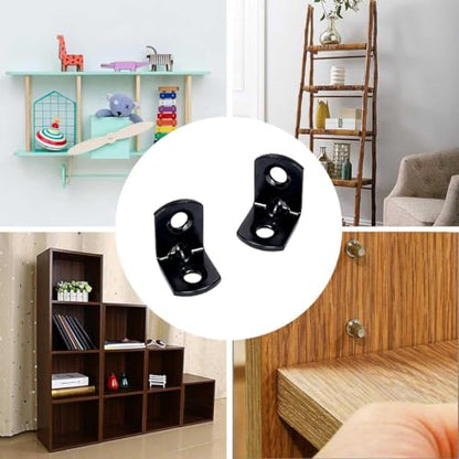 40PCS L Bracket Corner Brace Shelf Brackets 90 Degree Right Angle Bracket Black Thickening Steady Metal Corner Brackets with 80PCS Screws for Wood Cabinets Wardrobes Shelves Bookshelves Sofas Beds - size: 40PCS L Bracket Corner