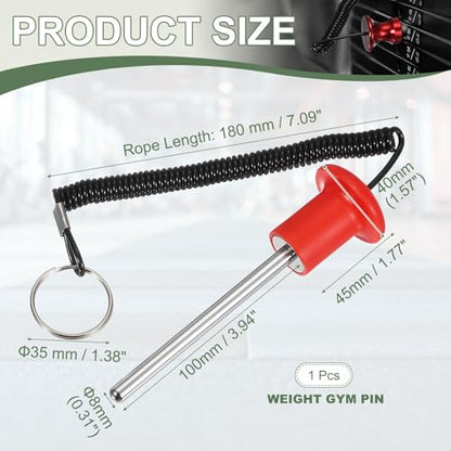 Gym Pin Weight Stack Pin Strength Training Lifting Equipment Replacement with Pull Rope Fitting for Club - color: Red, size: 0.3 x 3.9 Inch