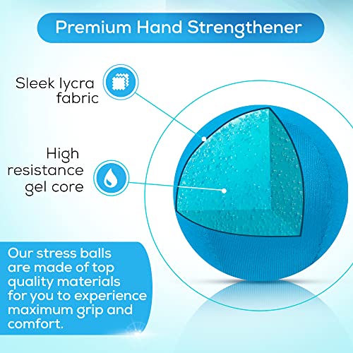 Serenilite Stress Balls for Adults, Squeeze Ball for Hand Therapy, Stress Ball, Hand Exercisers for Therapy & Grip Strengthening, Physical Therapy Balls, Hand Grip Strengthener. - color: Black, Blue, Grey