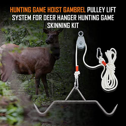Yorikyas Hunting Game Hoist Gambrel Pulley Lift System for Deer Hanger Hunting Game Skinning Kit - Heavy Duty