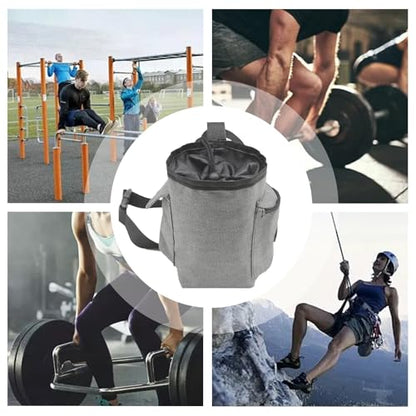 Chalk Bag Bucket Drawstring Closure, Zippered Pockets | Chalk Organizer for Rock Climbing, Bouldering, Weightlifting, Gymnastics, Adults Women Men