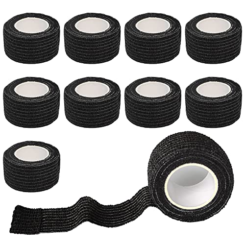 1 Inch Self Adhesive Bandage Wrap Cohesive Wrap, 9 Pack, Black | Self Stick Wrap for Ankle, Wrist, Finger, Sports, Breathable Cohesive Vet Tape for Pets - color: Black, size: 1 Inch