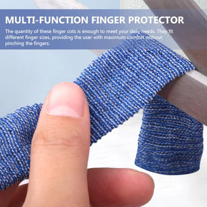 Cabilock 10pcs Blue Breathable Sports Finger Sleeves Soft Elastic Finger Protectors Support Bandages for Outdoor Recreation and Injury Prevention