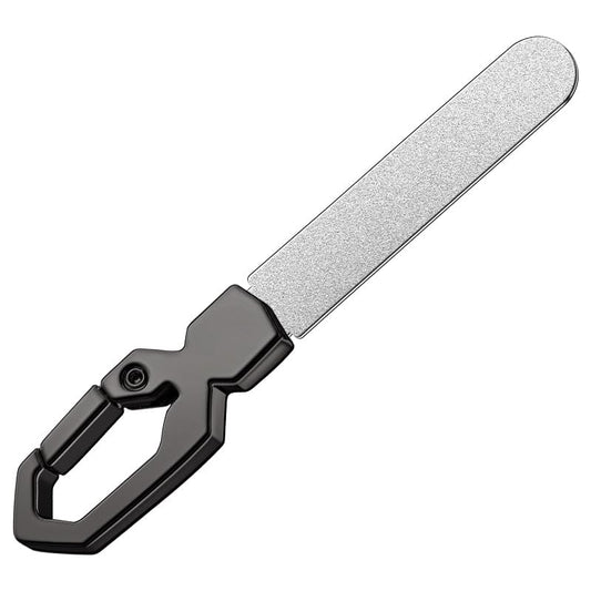 5-Pack Folding Stainless Steel Nail Files with Carabiner, Double-Sided Diamond Manicure Pedicure Files, Portable Metal Nail File with PU Cover for Home Travel Outdoor EDC - color: Gunmetal Single