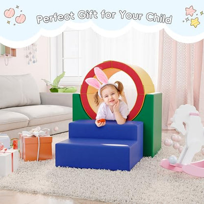 TOLEAD Tunnel/Ramps Foam Climber, Climb & Crawl Foam Activity Play Set for Toddlers and Kids, Safe Indoor Crawling Gym Equipment for,Infant,Baby Waterproof Easy to Clean - color: Tunnel/Ramp