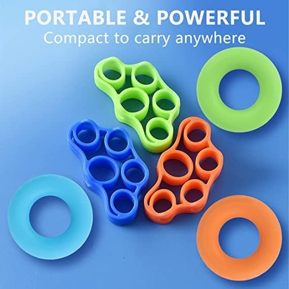 Finger Exerciser, Hand Grip Strengthener, Grip Strength Trainer (6 PCS)*New Material*Forearm Grip Workout, Finger Stretcher, Relieve Wrist Pain, Carpal Tunnel, Trigger Finger, Mallet Finger