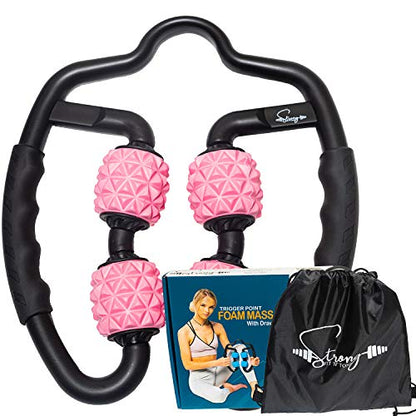 Foam Roller Deep Tissue Massager | Myofascial Massage Tools with Drawstring Gym Bag | Muscle Roller for Legs | Fit Roller Pro, High Density Foam Trigger Point Leg Circulation Massager - color: Pink