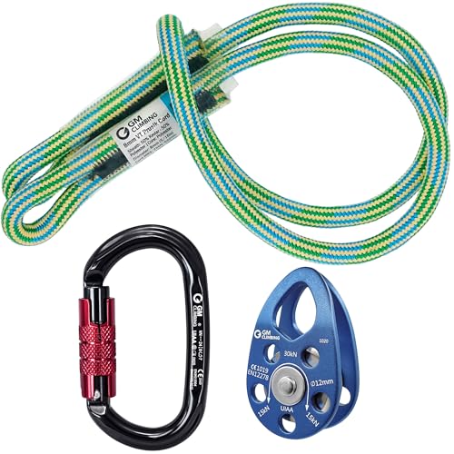 GM CLIMBING Swing Cheek Micro Pulley 30kN CE UIAA Certified - color: Pulley Kit | Ball Bearing, Twist Lock