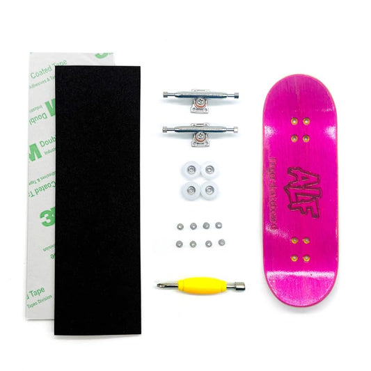 32mm Professional Fingerboard Complete Set, 7 Color Options, 5-Layer Maple Wood Deck with Metal Trucks, Bearing Wheels and Grip Tape (Rose Red) - color: Rose Red