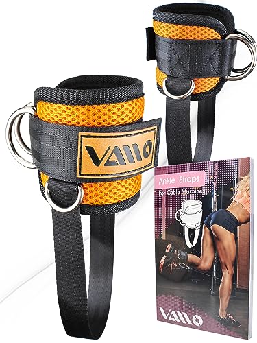 VAIIO Ankle Straps for Cable Machines,Adjustable Comfort fit Neoprene, Reinforce Double D-Ring - Premium Ankle Cuffs to Improve Abdominal Muscles, Lift The Butts, Tone The Legs for Men & Women - color: Orange