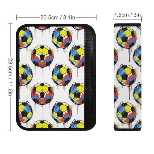 Universal Soft and Comfortable Car Seat Straps Shoulder Pads for Girls and Boys, Most Cars, 1 Pair Football Graffiti Soccer Harness Pads Strap Comfortable Driving - color: Pattern 288