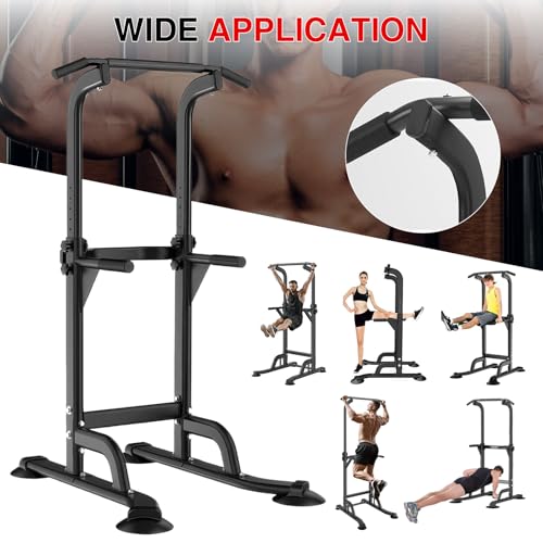 Garvee Freestanding Power Tower Pull Up & Dip Station for Home Gym, Adjustable Pull Up Bar 300 Lbs Capacity, Multi-Function Chin Up Bar Machine