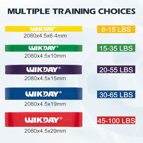 WIKDAY Resistance Bands for Working Out Exercise Loop Bands 10PCS Set Pull Up BandsWorkout Bands for Men Women Body Stretching, Crossfit Training, Home Workout, Physical Therapy, Booty Legs