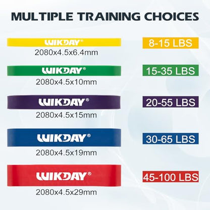 WIKDAY Resistance Bands for Working Out Exercise Loop Bands 10PCS Set Pull Up BandsWorkout Bands for Men Women Body Stretching, Crossfit Training, Home Workout, Physical Therapy, Booty Legs