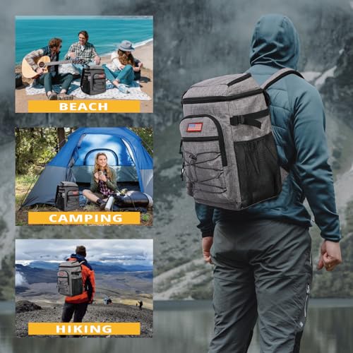 25L Insulated Cooler Backpack Water-Resistant Molle Cooler Bag for Camping | 25L Large Capacity Tactical Cooler Backpack Bag with Compartment Insulation Water-Resistant & Leakproof Durable & Comfortable - color: Gray