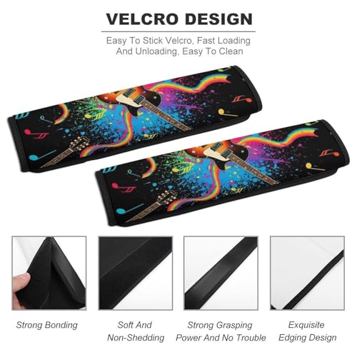 2 Pack Guitar Music Rock Musical Guitar Players Car Seat Straps Shoulder Pads Soft Padded Seat Belt Cushion for Kids, All Vehicles, Pressure Relief - color: Pattern 350