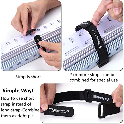 Wisdompro 20 Pack (8 12 18 24 Inch) Hook and Loop Tie Down Strap Heavy Duty | Durable Nylon, Reusable, Long, Wide, Black, Functional, Adjustable Fastening Cinch Strap Cable Cord for Home, Office, Outdoor - size: Mixed Size, 20 Pack