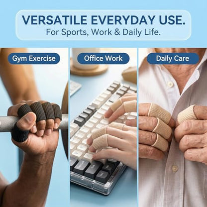 20 PCS Compression Finger Sleeves, Elastic Finger Sleeves for Arthritis, Sport Fingers Sleeve Protectors for Basketball Golf (Black+Nude)