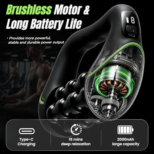 2‑in‑1 Electric Deep Rolling Massager – 8 Speeds, Full Body Muscle Roller for Legs, Calves, Abdomen, Back & Neck , Cellulite-prone Areas, Rechargeable, Handheld Powered Rolling Tool with LCD Display