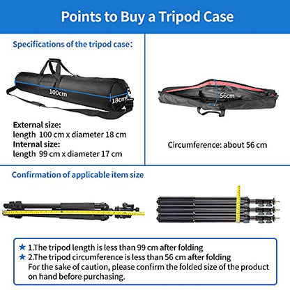HEMMOTOP Tripod Carrying Case, 39x7in All Sides Thick Padded Tripod Bag with Shoulder Strap and Handle, Heavy Duty Light Stand Bag with Two Zippered Pockets for Pool Cue, Speaker Stand -R10018 - size: 39" L x 7" D
