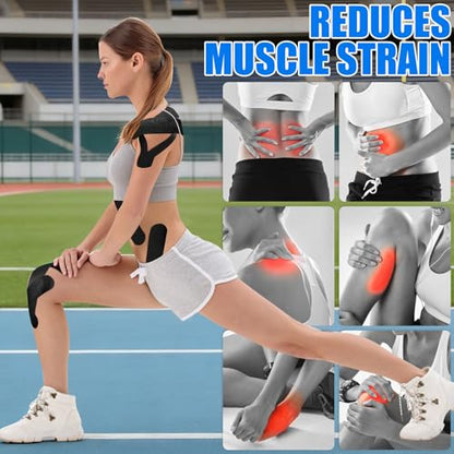 3 Pack Wide Kinesiology Tape, 4in x 5.5yd Athletic Tape, Black - color: Black 4in