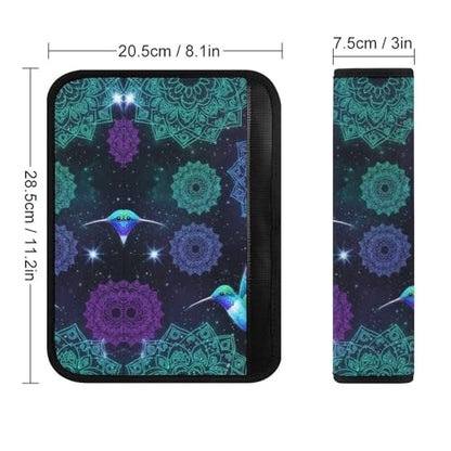 Breathable Seat Belt Shoulder Pad for Adults and Children, Stroller Pushchair High Chair, 2 Pack Hummingbird Floral Bird Mandala Flowers Neck Strap Covers Easy Install (No Tool) - color: Pattern 1012