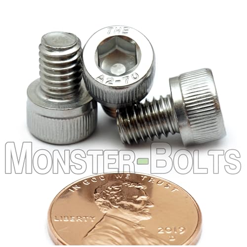MonsterBolts - M6 x 8mm Socket Head Screws, DIN 912, Stainless Steel, 10 Pack - size: M6 x 8mm