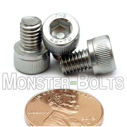 MonsterBolts - M6 x 8mm Socket Head Screws, DIN 912, Stainless Steel, 10 Pack - size: M6 x 8mm