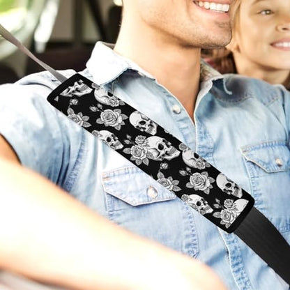 2 Pack Skull Floral Car Seat Straps Shoulder Pads Soft Padded Shoulder Harness Cover for Adult Use, Stroller Pushchair High Chair, Pressure Relief - color: Pattern 1135