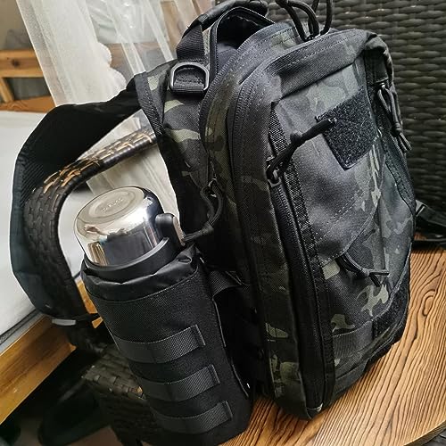 Azarxis Molle Pouches, Tactical Compact EDC Small Utility Pouch Waist Bags Sundries Storage Admin Organize Gear Gadget for Military Backpack - color: #08 Black - Water Bottle Pouch
