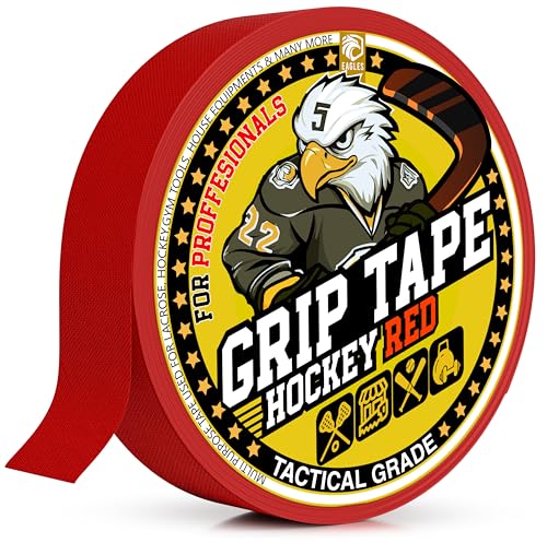 EAGLES Hockey Tape Multipurpose Cloth Tape Roll for Lacrosse Baseball & Softball Bats, Rackets, Pullup Bars, Gardening Tools, Sports Gift Perfect for Wrist, Ankle, Foot, Knee and Hand Taping - color: Red