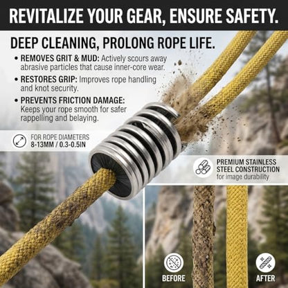 Yosoo Health Gear Rope Brush, Rope Cleaner Climbing, Nylon Stainless Steel Climbing Rope Cleaner, Black Rope Cleaning Brush for Rope Way Mountaineering Cave Exploration Aerial Work