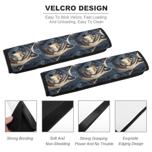 2 Pack Snow Wolves Car Seat Straps Shoulder Pads Universal Fit Neck Strap Covers for Adults and Children, All Vehicles, Pressure Relief - color: Pattern 1158
