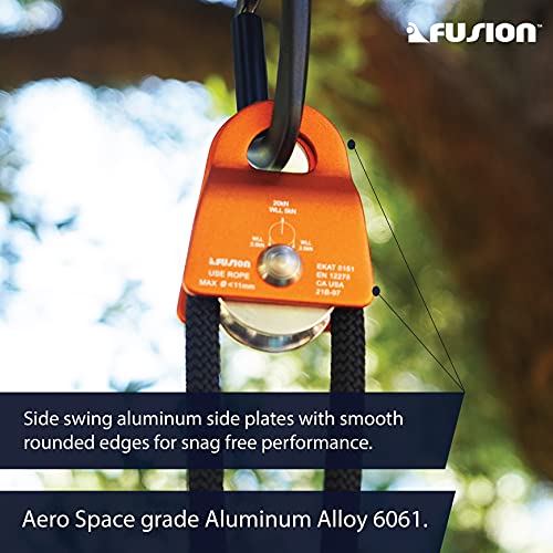 Fusion Climb Ekat Micro Aluminum Side Swing Pulley, Backyard Zipline, Trolley - color: Orange