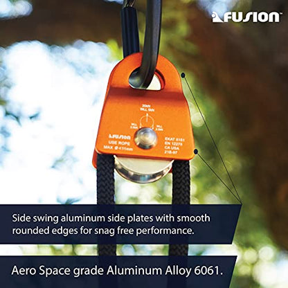 Fusion Climb Ekat Micro Aluminum Side Swing Pulley, Backyard Zipline, Trolley - color: Orange