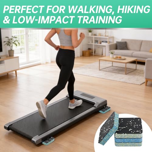 Treadmill Incline Riser Blocks, 4 PCS Walking Pad Incline Blocks, High-Density Rubber Top and Foam Base, Noise Reduction and Shock Absorption Mats, Ideal for Walking and Uphill Training at Home