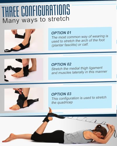Foot & Calf Stretcher for Plantar Fasciitis Relief, Adjustable Stretching Strap & Foot Rocker Combo for Achilles Tendon, Heel Pain, Hamstring & Muscle Recovery – Physical Therapy Stretching Device for Home Use - color: Darkness