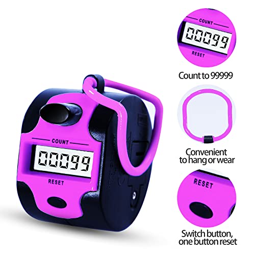 TESEAS Handy Counter Click Manual Digital clicker Stitch Tally Counters Finger Mechanical Palm Handheld Pitch 5-Digit Electronic Display Click Counter Number Count for Row, People, Golf Lap - style: 6pack