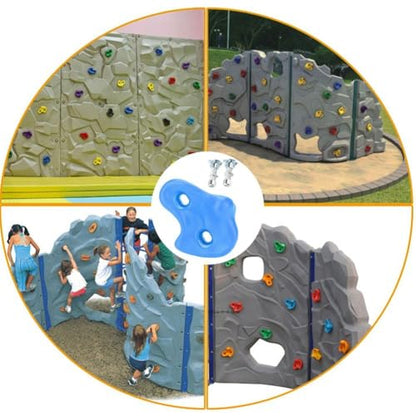 Climbing Hand Foot Holds Grip Kits 10pcs Climbing Holds Stones Plastic Large Climbing Rocks Outdoor Playground Set for Kids - color: Blue