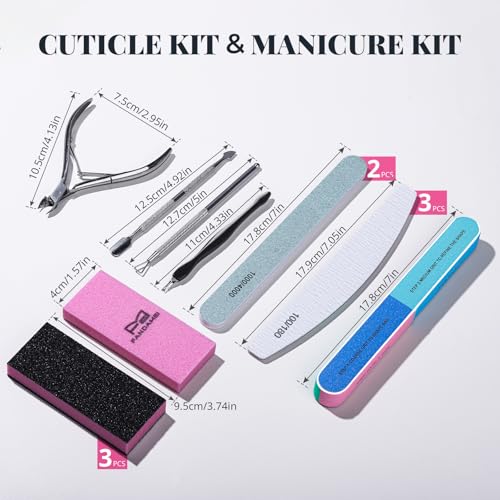 FANDAMEI Cuticle Kit, Nail Prep Kit, 14PCS Nail Buffer and Shine Kit, Nail Files and Buffers, Nail Kit, Nail Care Kit, Cuticle Trimmer, Cuticle Pusher, Manicure Kit for Women, Nail Stuff