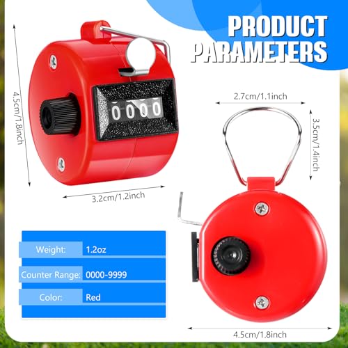 TOODOO 6 Pack Hand Tally Counter 4 Digit Mechanical Palm Clicker Plastic Hand Held Counter Clicker with Metal Finger Ring for School Golf Sports Events Office Stadium - color: Red