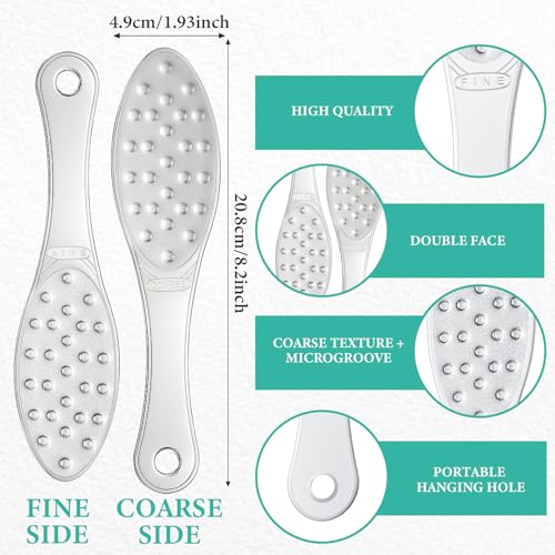 2 Pcs Stainless Steel Foot Scraper Metal Foot File Double Sided File Callus Remover Professional Feet Rasp Scrubber for Wet or Dry Skin Easy to Clean Pedicure Tool Heel (Combination Style) - size: Combination Style